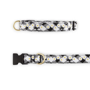 Top Paw Plaid Daisy‎ Linen Blend Dog Collar Size Small Adjustable D Ring